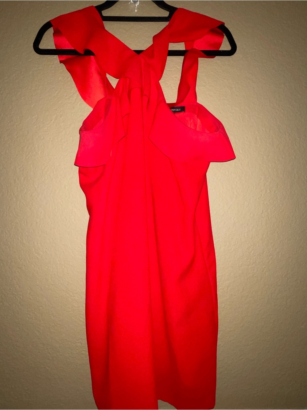 Banana Republic Red Ruffle-Shoulder Chris Cross Cocktail Dress